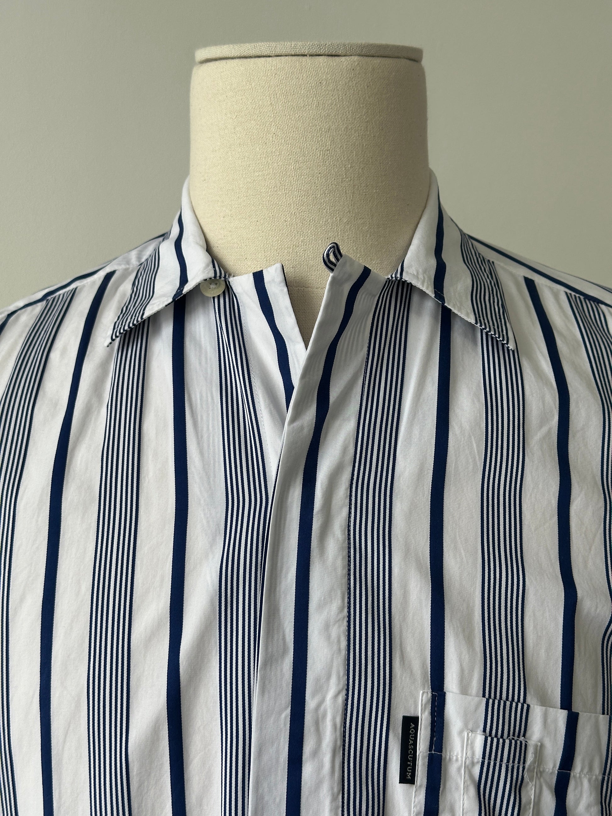 Aquascutum 2000s Cotton Striped Shirt - M