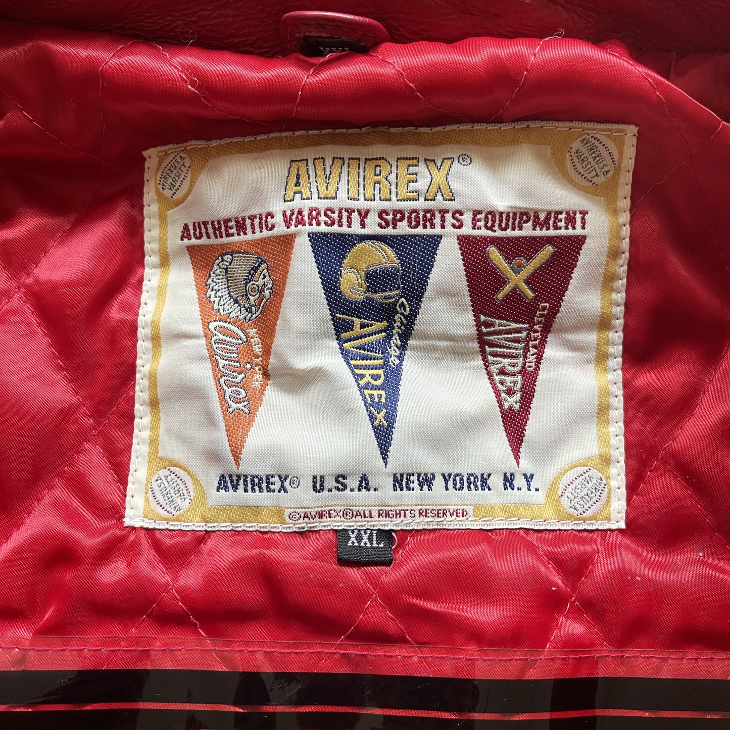 Avirex 'West Indies Sharks' Leather Varsity Jacket - XL