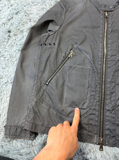 Prada Sport 00’s Ventilated Tela Patina Nylon Acrylic Biker Jacket - S/M | O/S, Grey