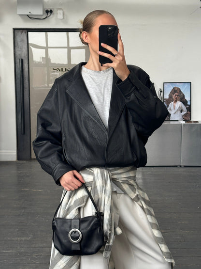 Vintage 1990s Lamb Leather Bomber Jacket - M