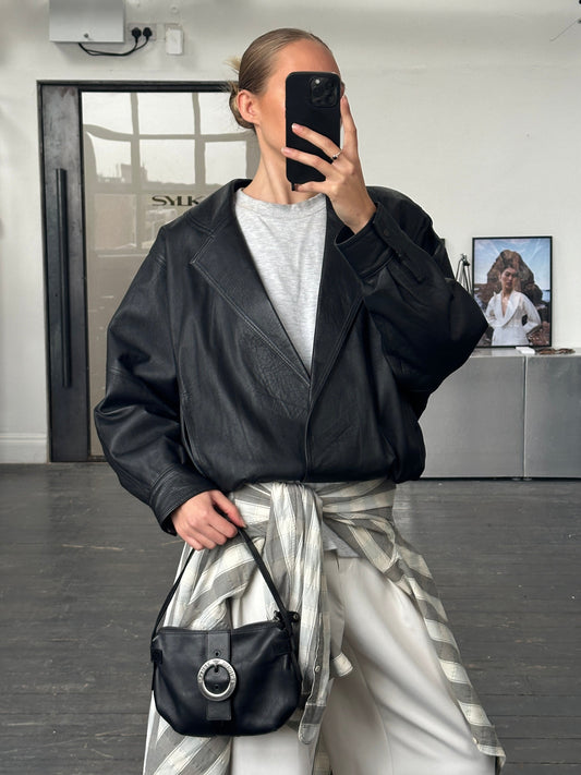 Vintage 1990s Lamb Leather Bomber Jacket - M