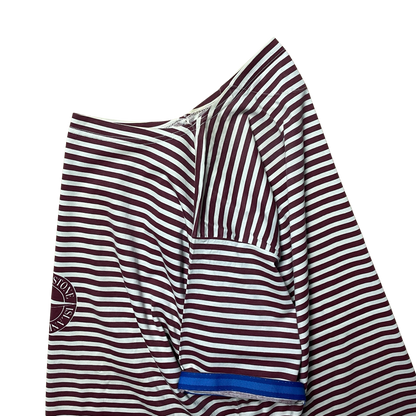 S/S 1987 Wine Red & White Stripe Centre Compass Breton T-shirt