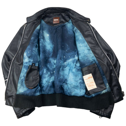 Vintage 2000s Hugo Boss Galaxy Lined Leather Jacket Size S | Small, Black