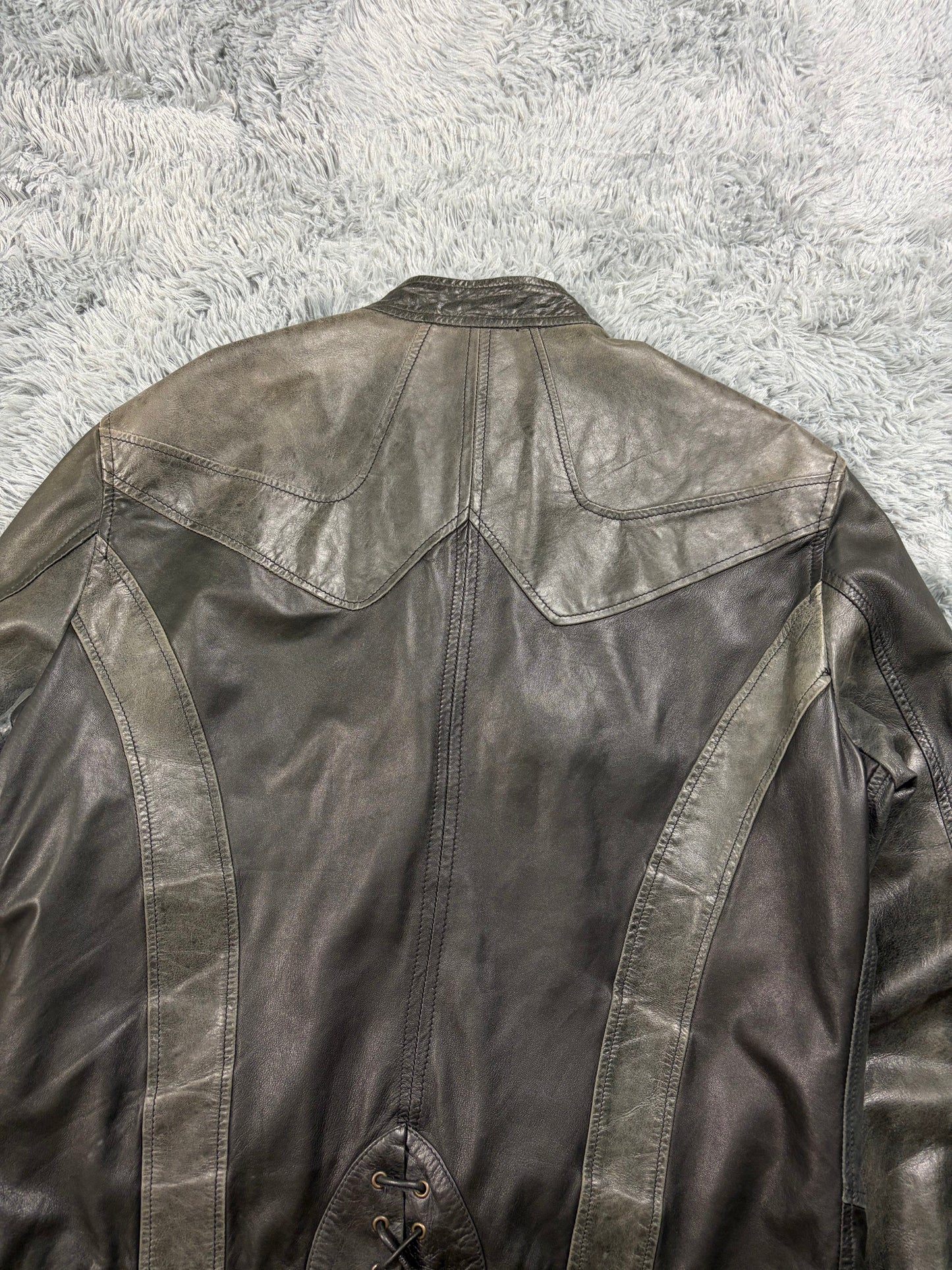 Just Cavalli SS07 Leather Weathered Bondage Jacket - L | O/S, Multicoloured