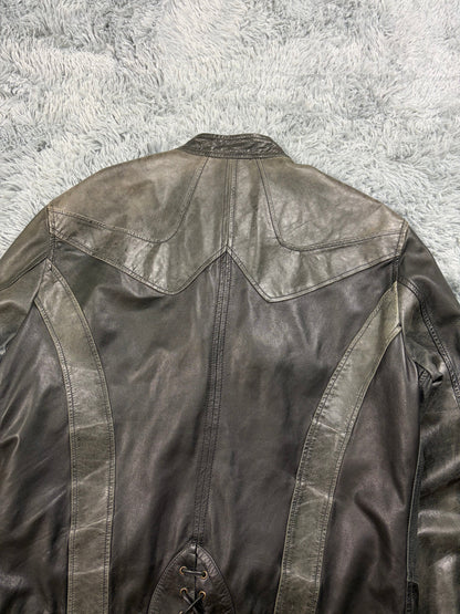 Just Cavalli SS07 Leather Weathered Bondage Jacket - L | O/S, Multicoloured