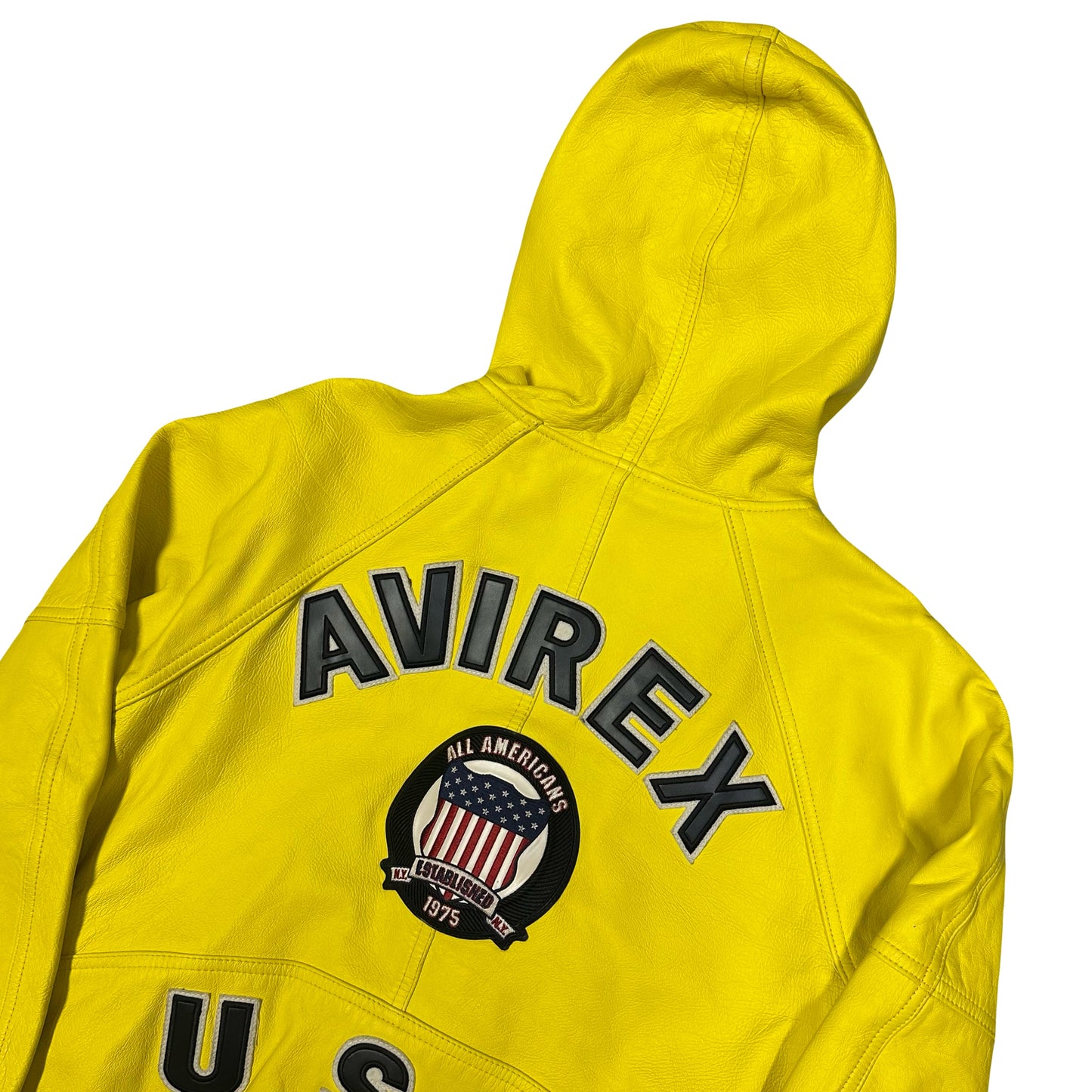 Avirex Icon Hooded Leather Jacket In Hoodie ( XS )