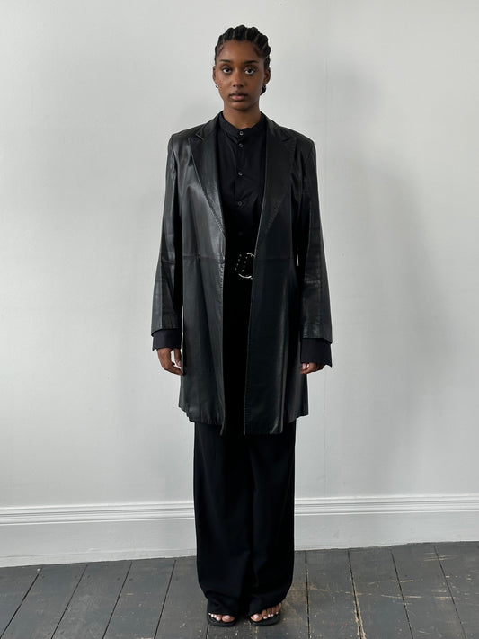 Gianni Versace Versus 1990s Leather Trench Coat - S/M