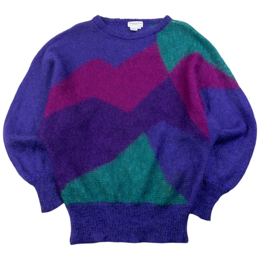 Vintage 80s Dior Mohair Knit Jumper Womens Size L | Large, Purple