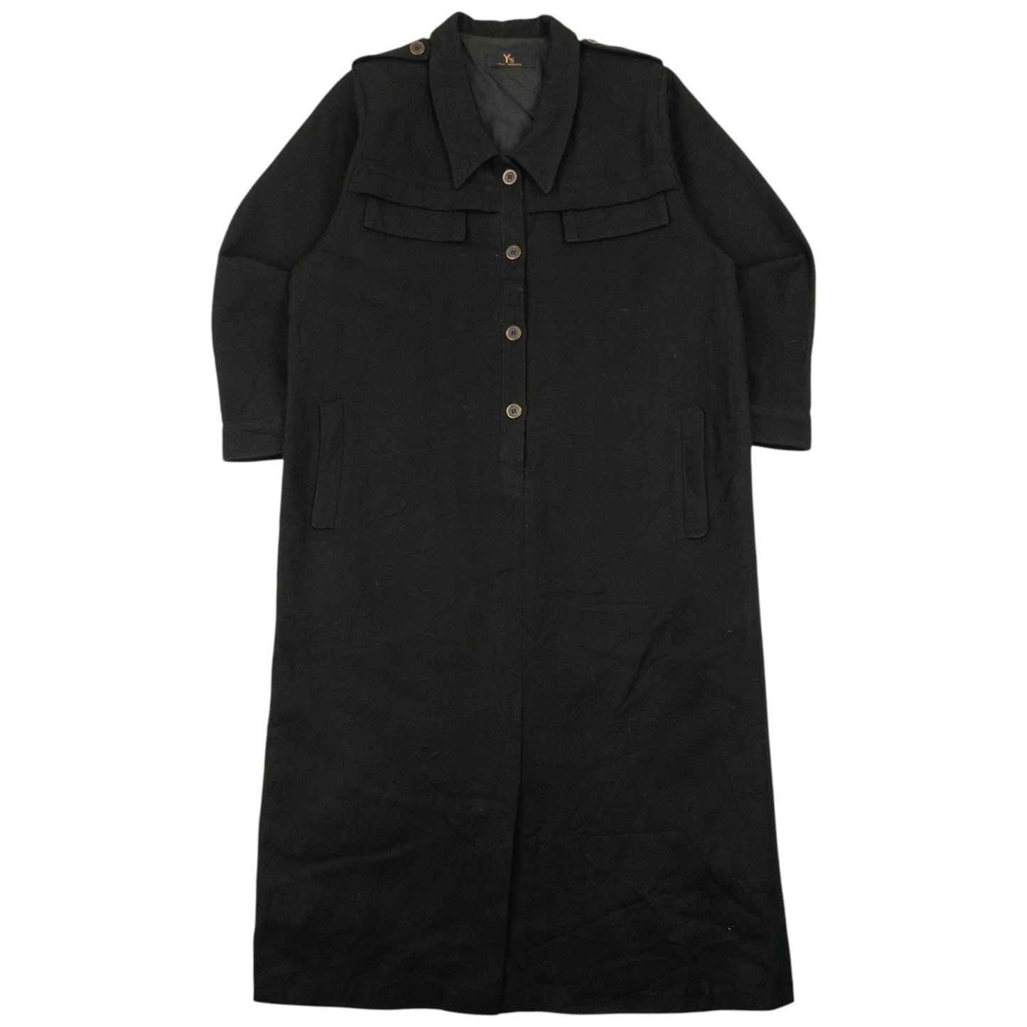 Vintage 2000s Yohji Yamamoto Half Button Longline Jacket Womens Size XL | XL, Black