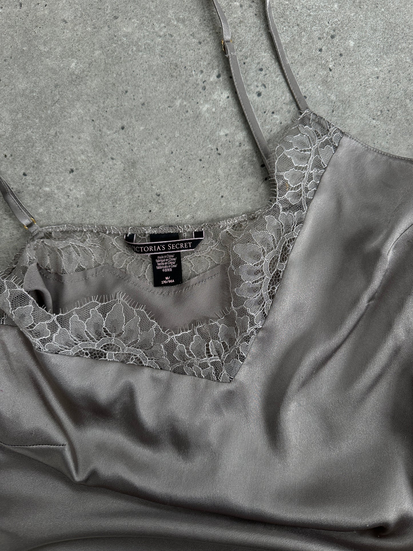 Victoria's Secret 2000s Satin Lace Mini Slip Dress - S