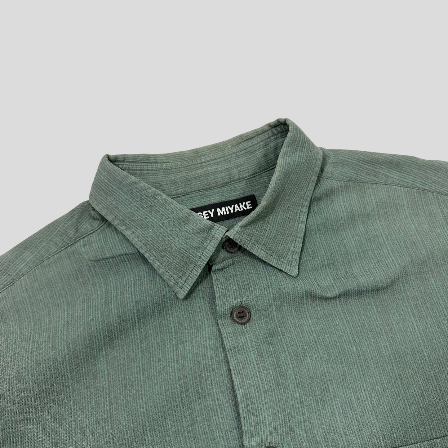 Issey Miyake 1998 Green Textured Micro Stripe Shirt - M/L