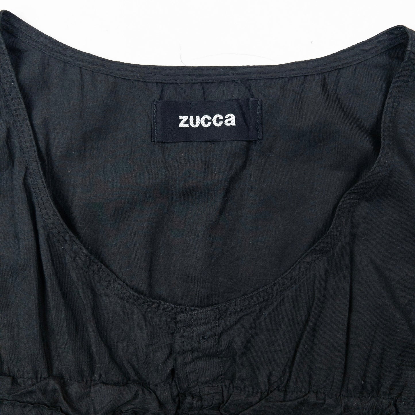 Vintage 2000s Cabane De Zucca By Issey Miyake Ruffle Top Womens Size M | Medium, Black