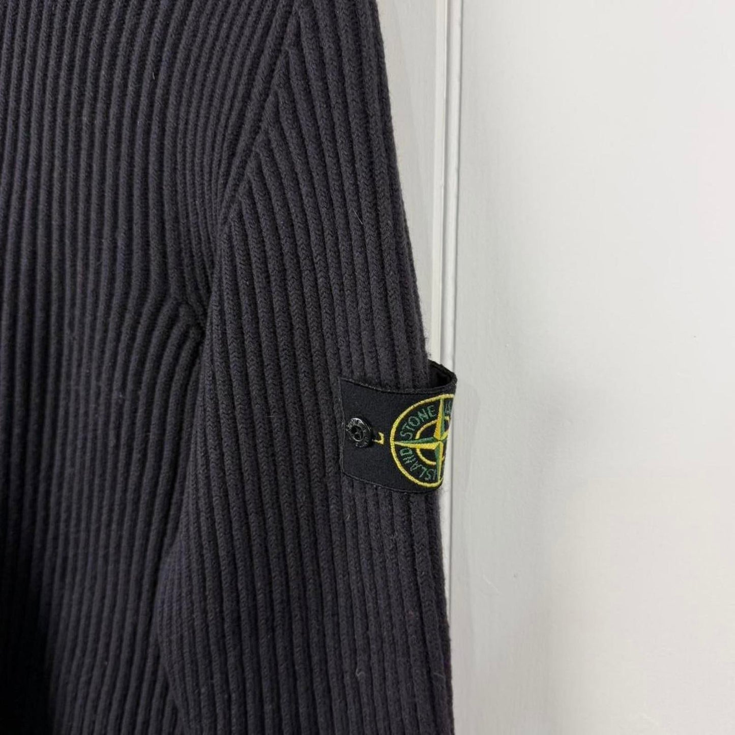 Stone Island Ribbed Half Zip Knit Navy (S/M) | Small, Navy