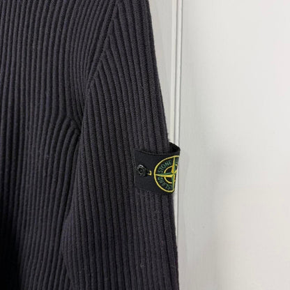 Stone Island Ribbed Half Zip Knit Navy (S/M) | Small, Navy