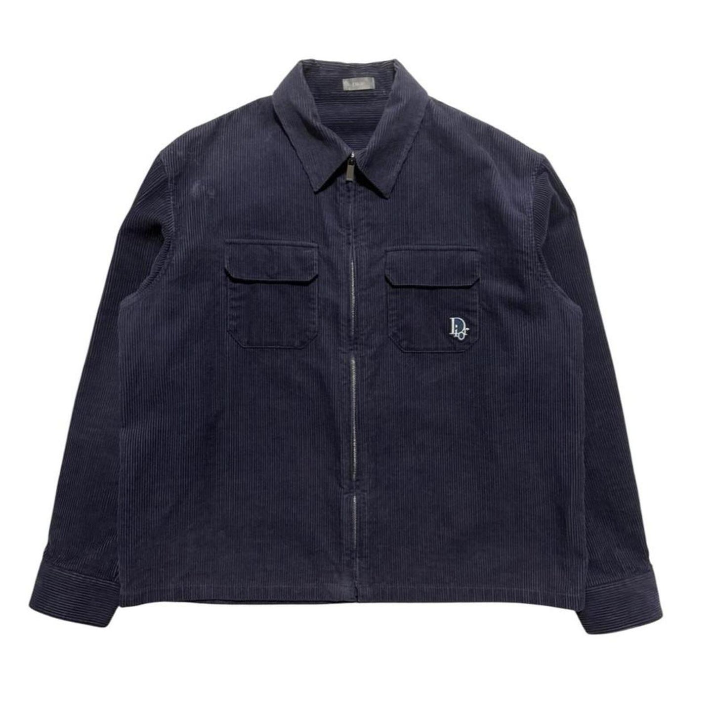 Dior Heavy Corduroy Zip Up Overshirt | XL, Blue