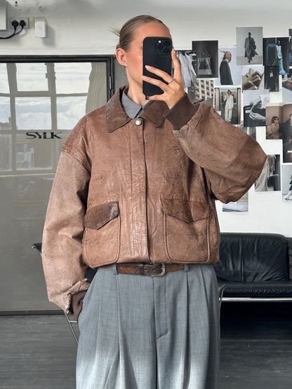 Vintage 1980s Distressed Leather Belt - W27-35