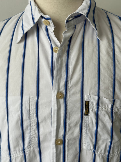 Armani Jeans 1990s Cotton Logo Striped Shirt - L