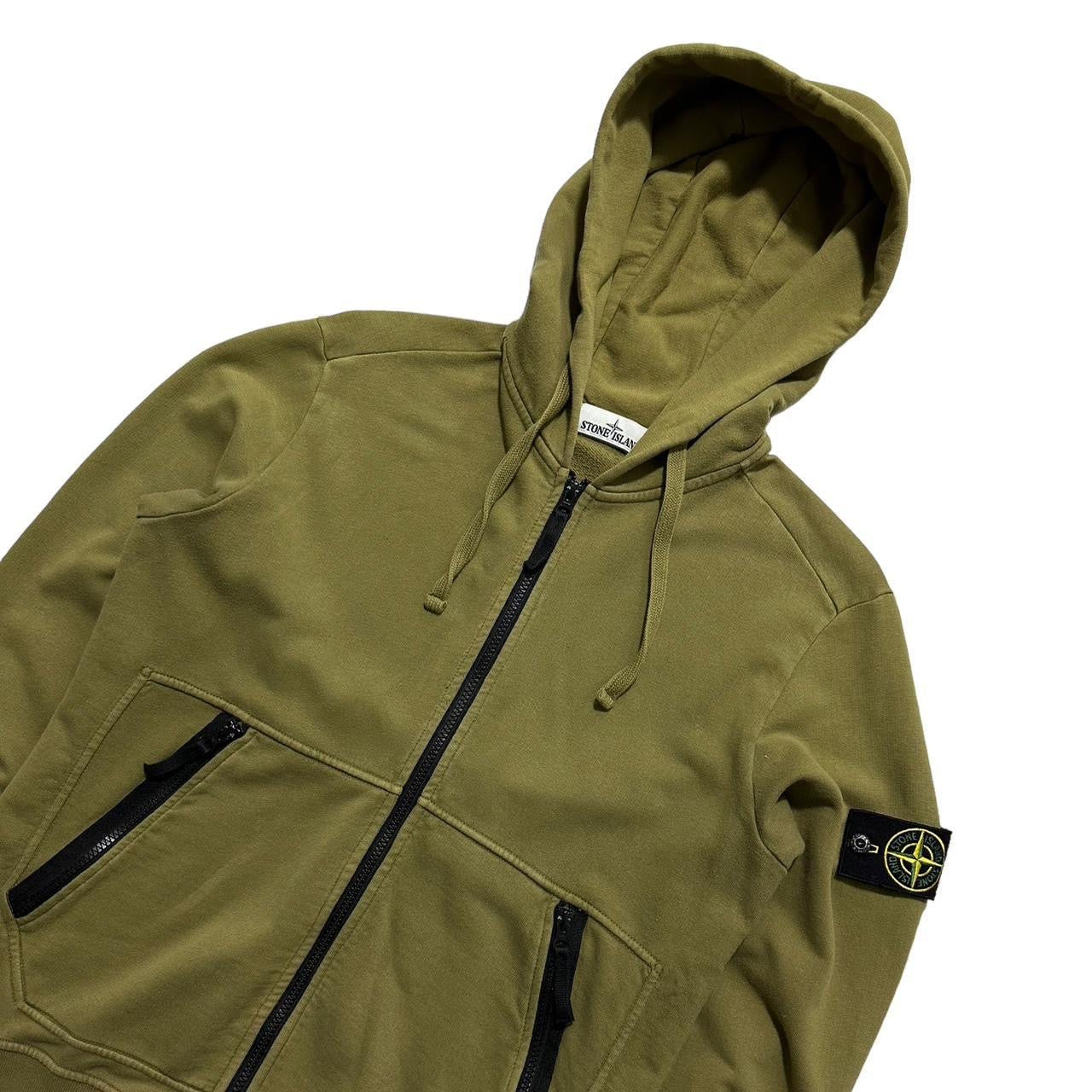 Stone Island Zip Up Green Hoodie