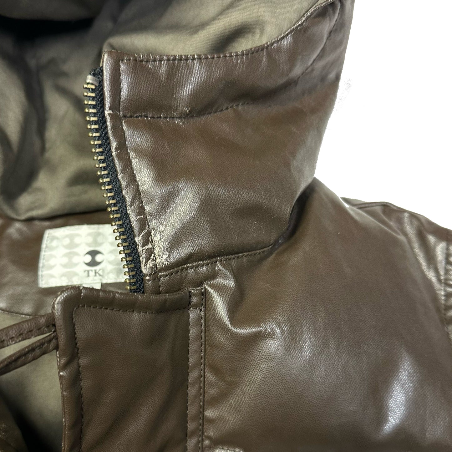 Takeo Kikuchi Faux Leather Bomber Jacket  ( M )