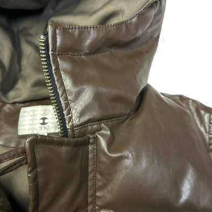 Takeo Kikuchi Faux Leather Bomber Jacket  ( M )