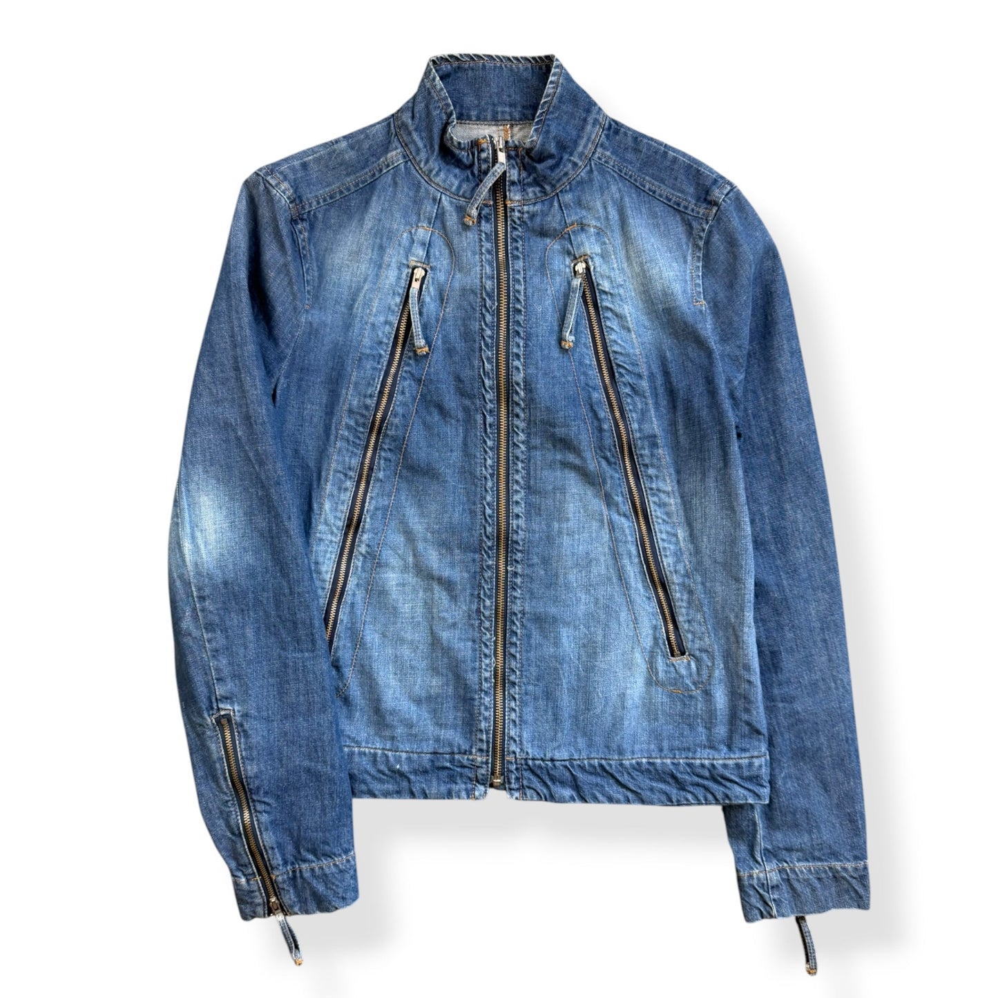 2000's FCUK Jeans Denim Moto Jacket (S) | Default Title, Blue
