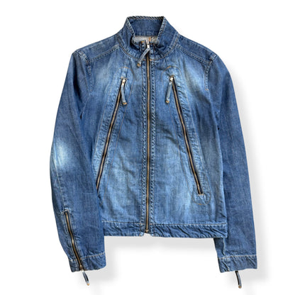 2000's FCUK Jeans Denim Moto Jacket (S) | Default Title, Blue