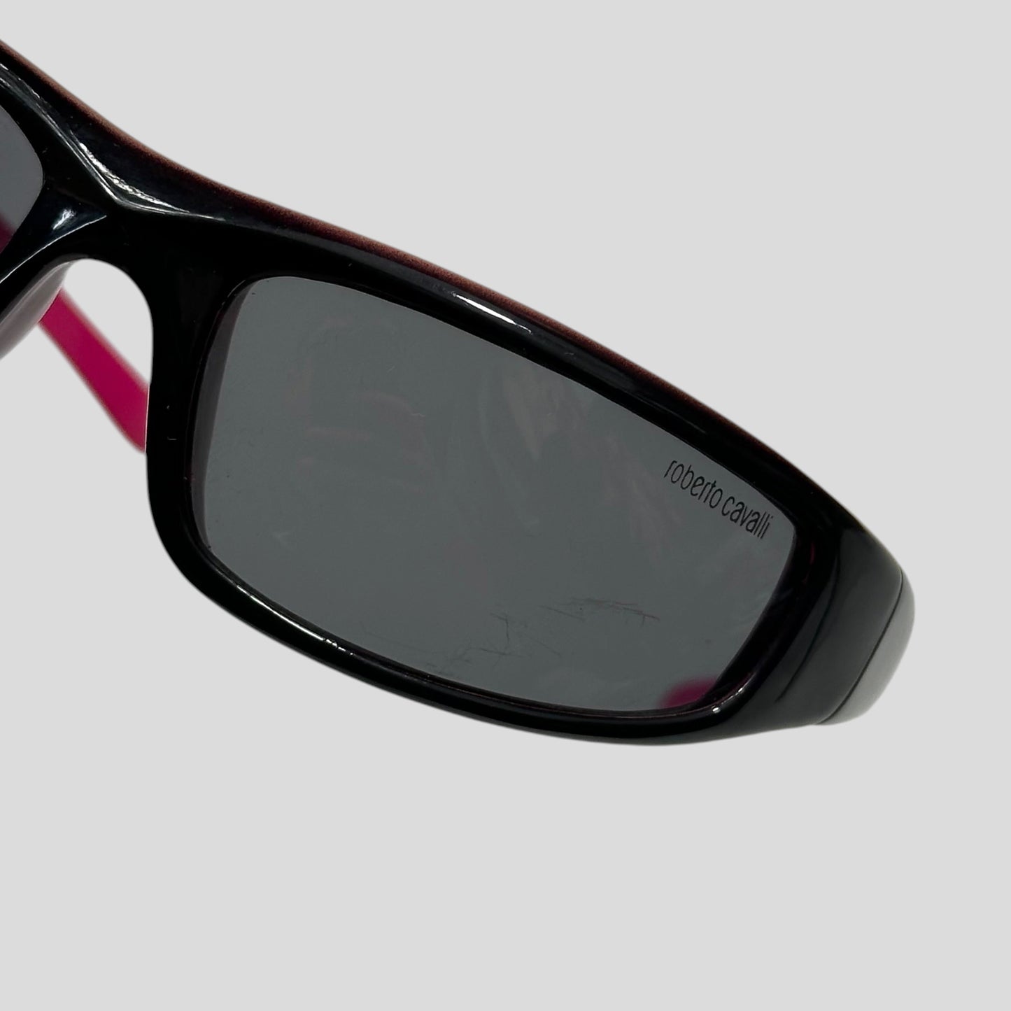 Roberto Cavalli 00’s Hot Pink Gradient Wraparound Sunglasses | O/S, Black