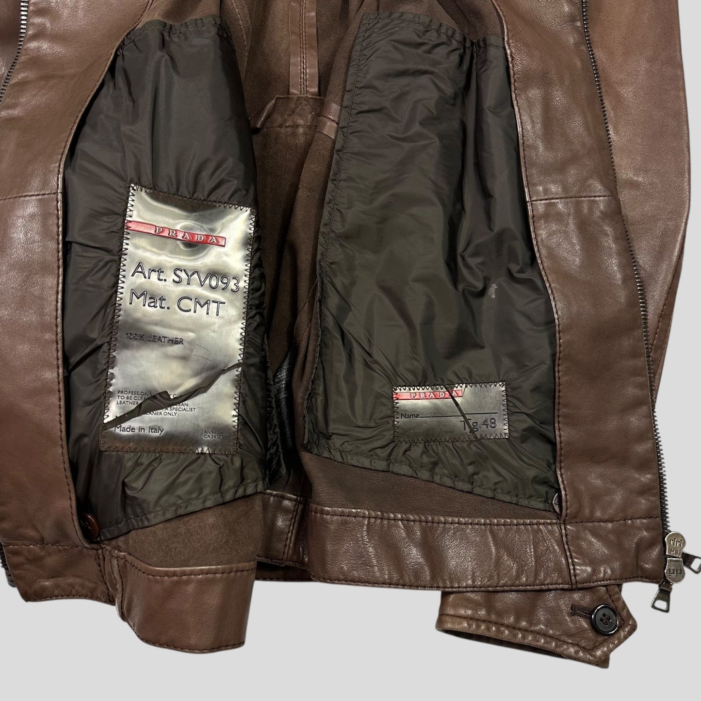 Prada Sport 00’s Brown Military Leather Modular Field Jacket - IT48 (S/M)