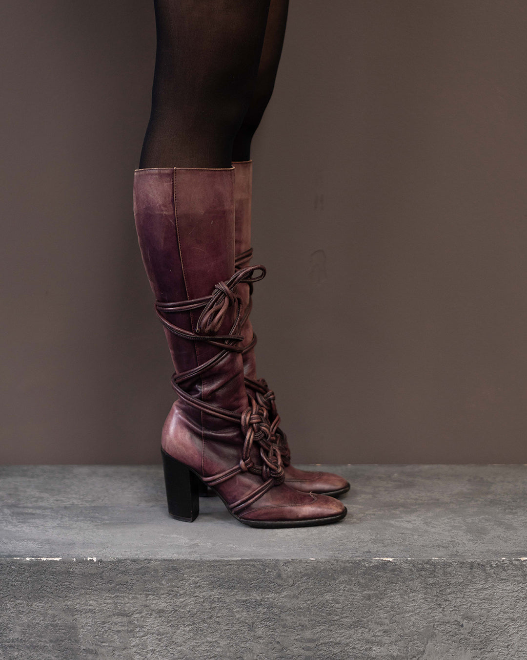 YVES SAINT LAURENT F/W 2002 RUNWAY BOOTS (EU 36) | DEFAULT TITLE, Burgundy