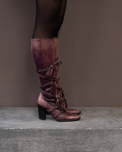 YVES SAINT LAURENT F/W 2002 RUNWAY BOOTS (EU 36) | DEFAULT TITLE, Burgundy