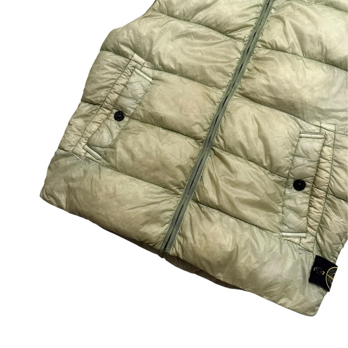 Stone Island Garment Dyed Down Gilet | Large, Light Green