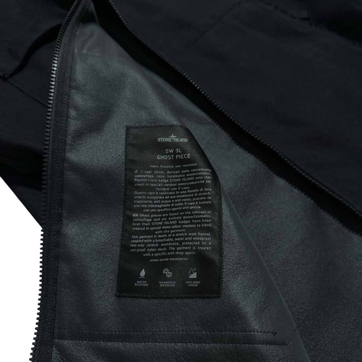 Stone Island Black Ghost Wool SW 3L Jacket | Small, Black