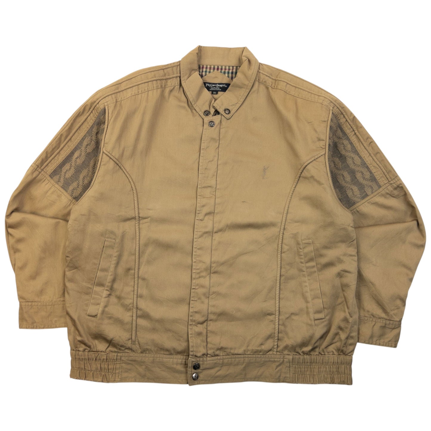 Vintage 90s YSL Yves Saint Laurent Harrington Jacket Size S | Small, Beige