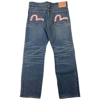 Vintage 2000s Evisu Double Gull Embroidered Japanese Denim Jeans Size W34 | W34, Blue