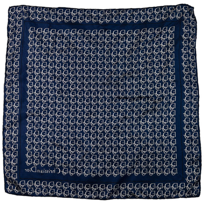 Vintage 90s Dior Monogram Silk Scarf | O/S, Navy