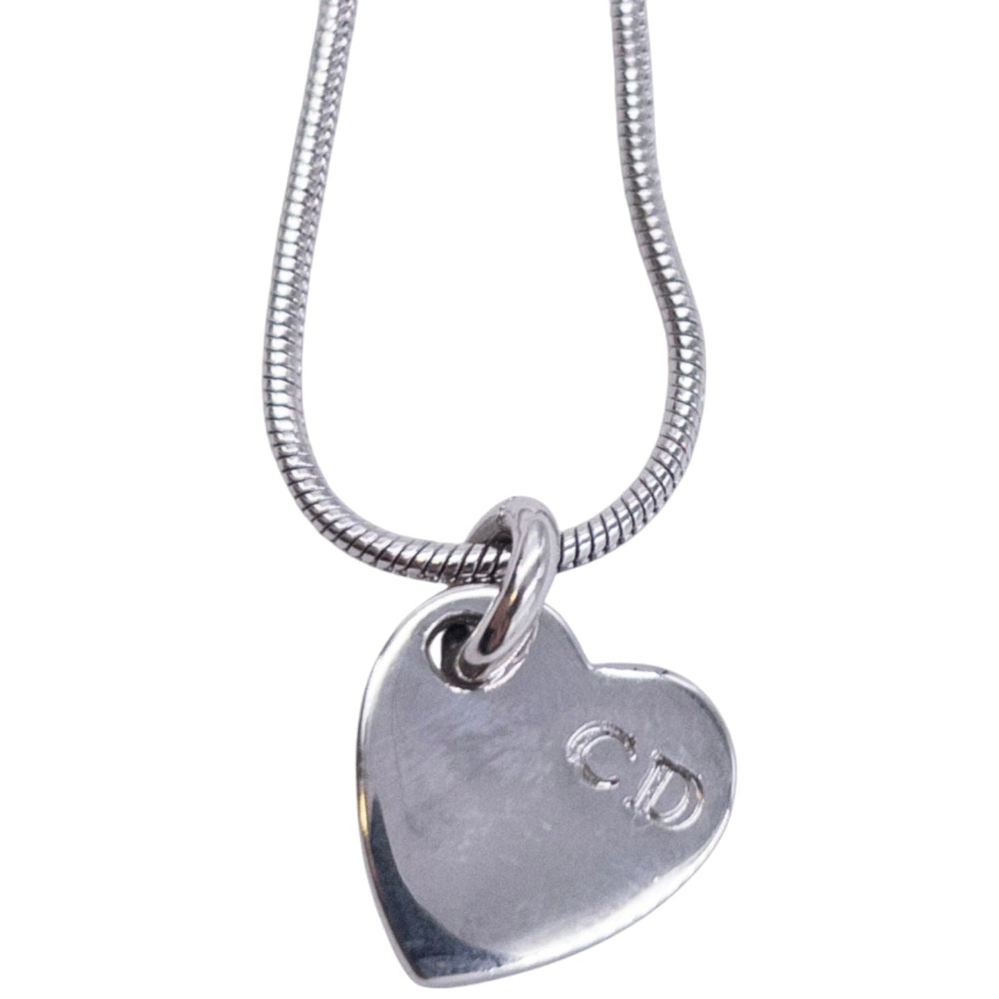 Vintage Dior Silver Heart Charm Necklace