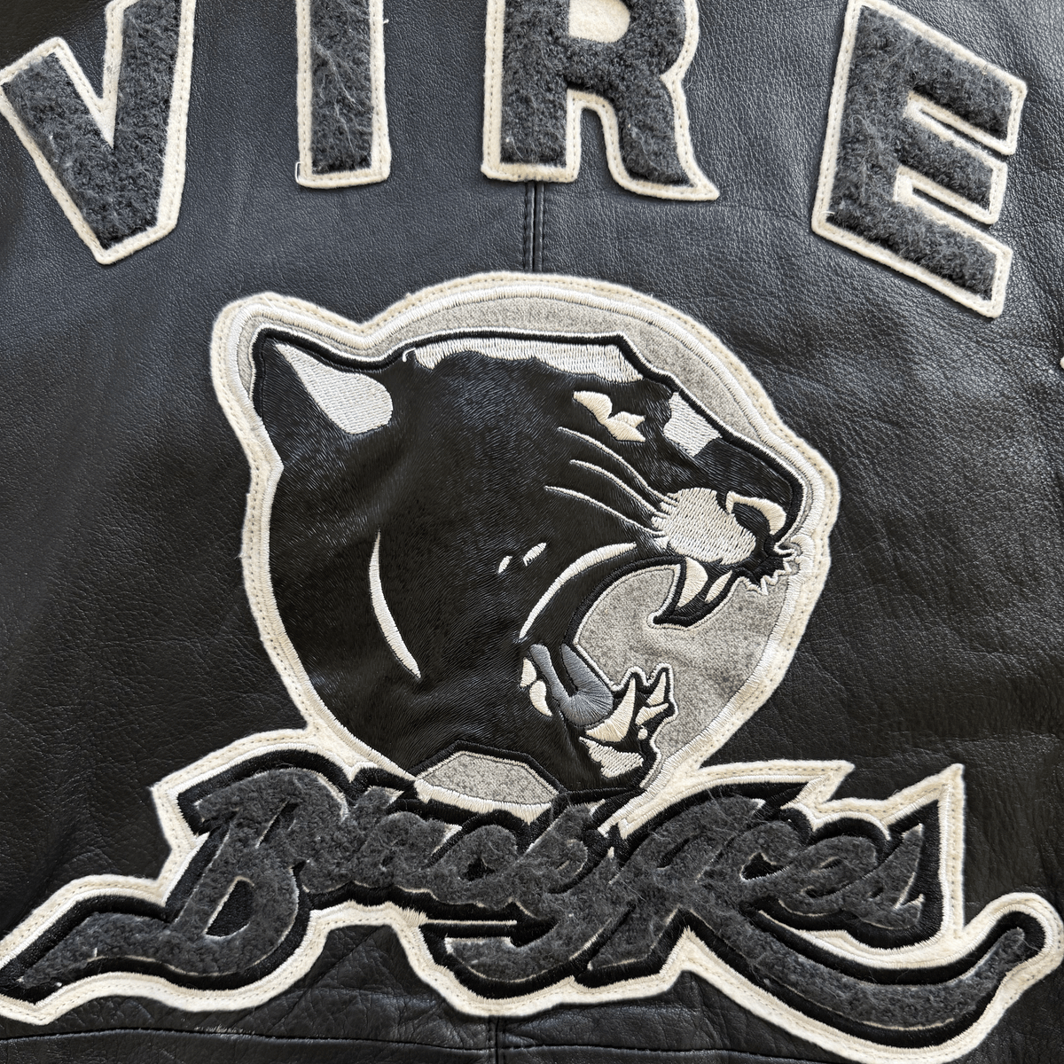 Avirex 'Black Aces' Leather Varsity Jacket - XL | XL, Black
