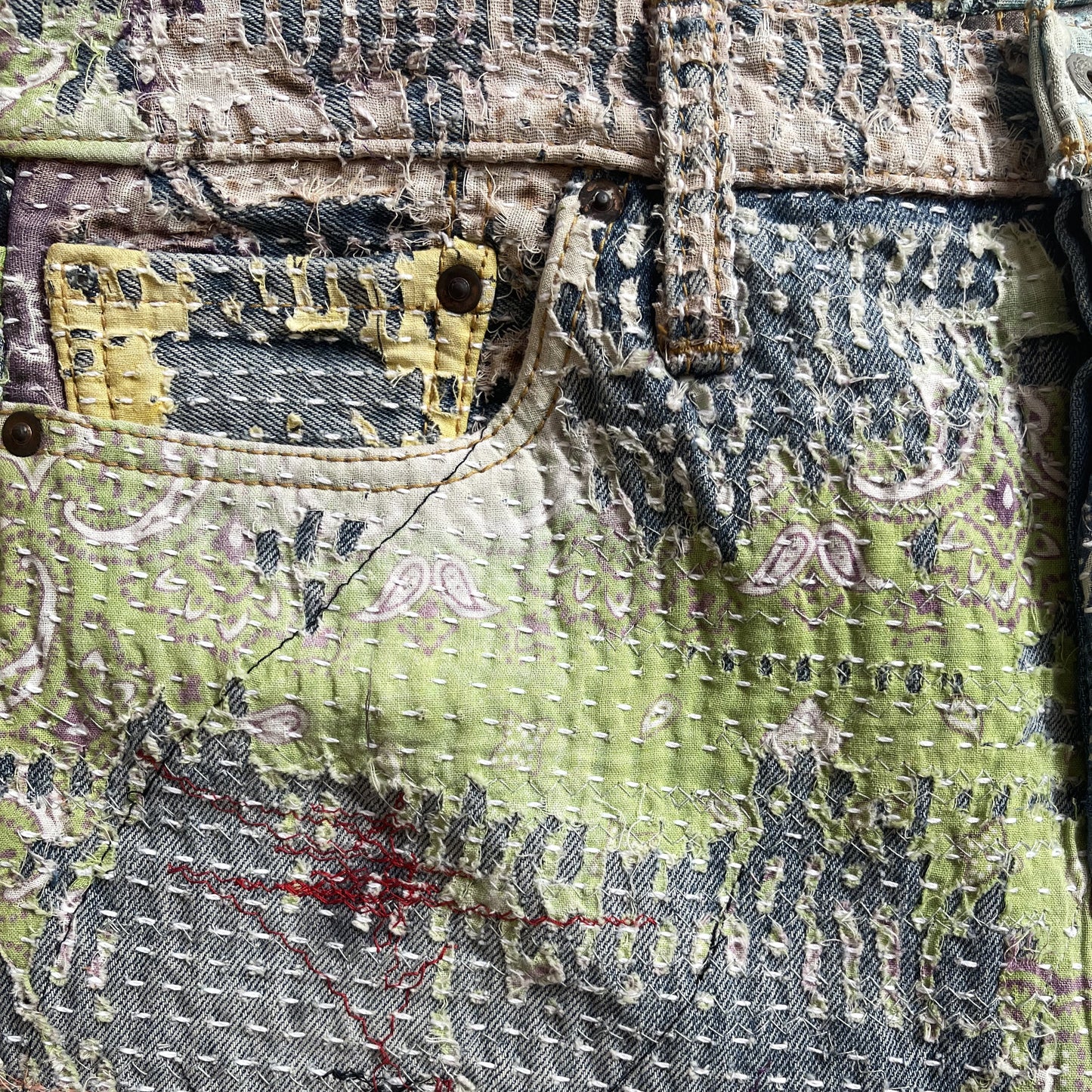 Boro Bandana Sashiko Distressed Jeans - W34"