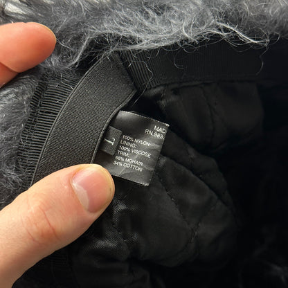 Prada Milano FW19 Mohair & Wool Triangle Logo Nylon Trapper Hat - S/M