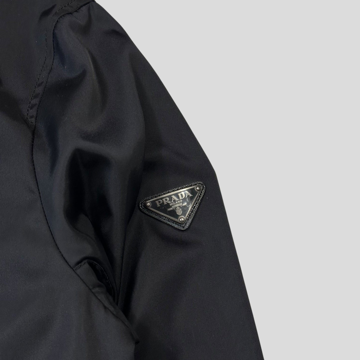 Prada Milano 2018 Black Gabardine Nylon Triangle Bomber - M | Default Title, Black