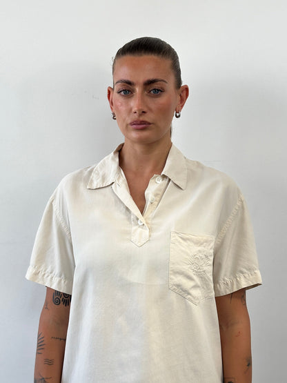 Ralph Lauren Pure Silk Short Sleeve Logo Polo Top - M