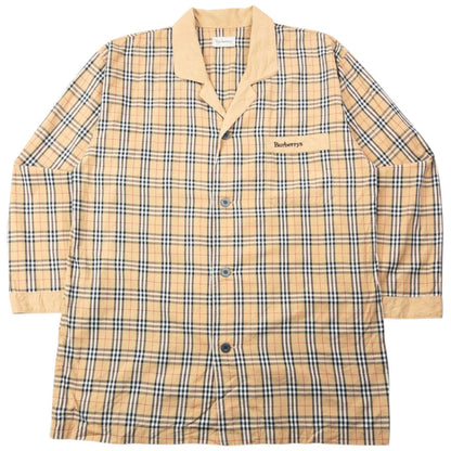 Vintage 90s Burberry Nova Check Long Sleeve Button Up Pyjama Shirt Size L | Large, Red