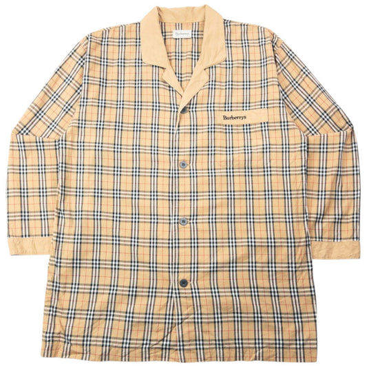 Vintage 90s Burberry Nova Check Long Sleeve Button Up Pyjama Shirt Size L | Large, Red