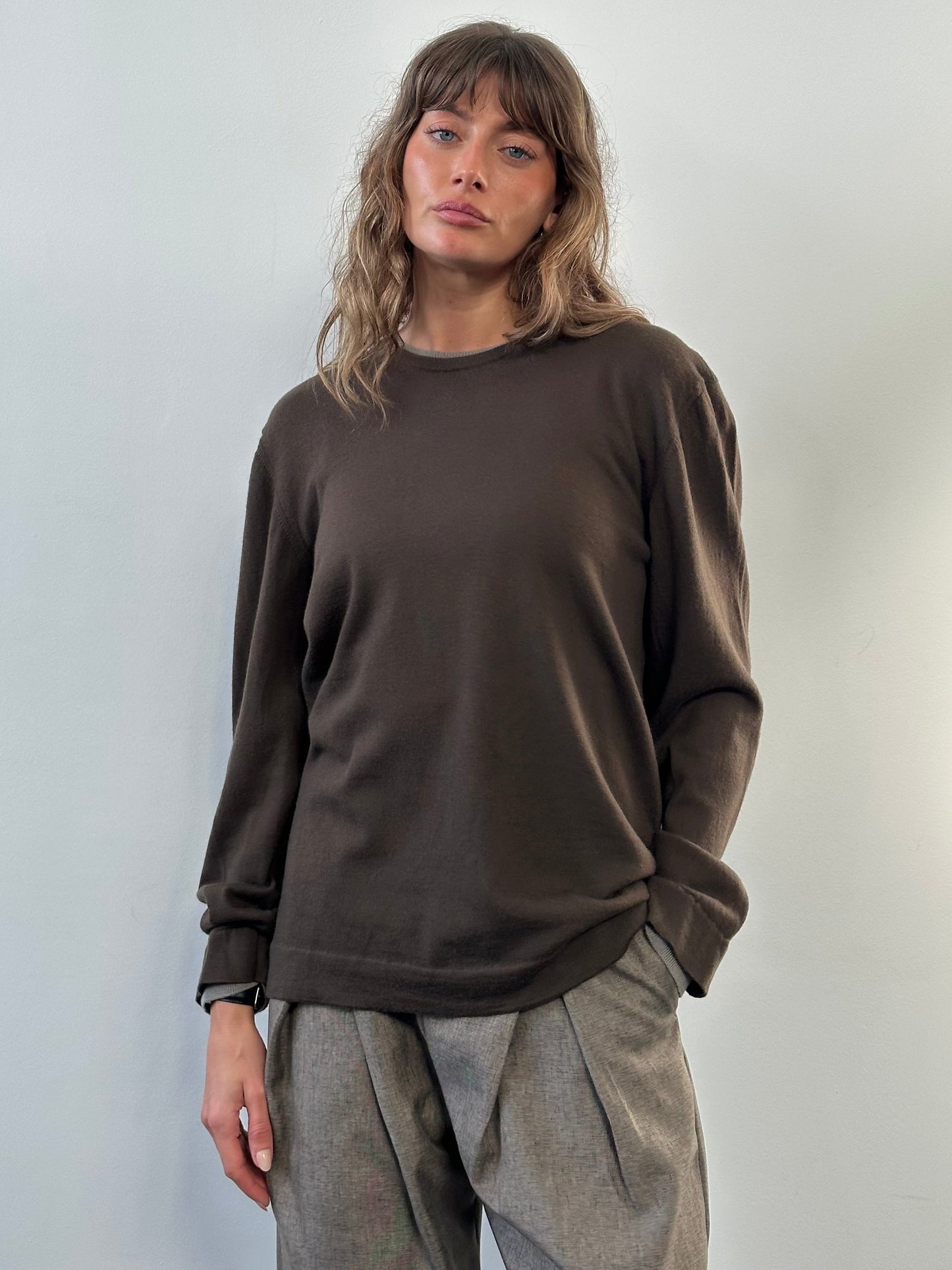 Armani Collezioni 2000s Pure Wool Layered Knit Jumper - M/L