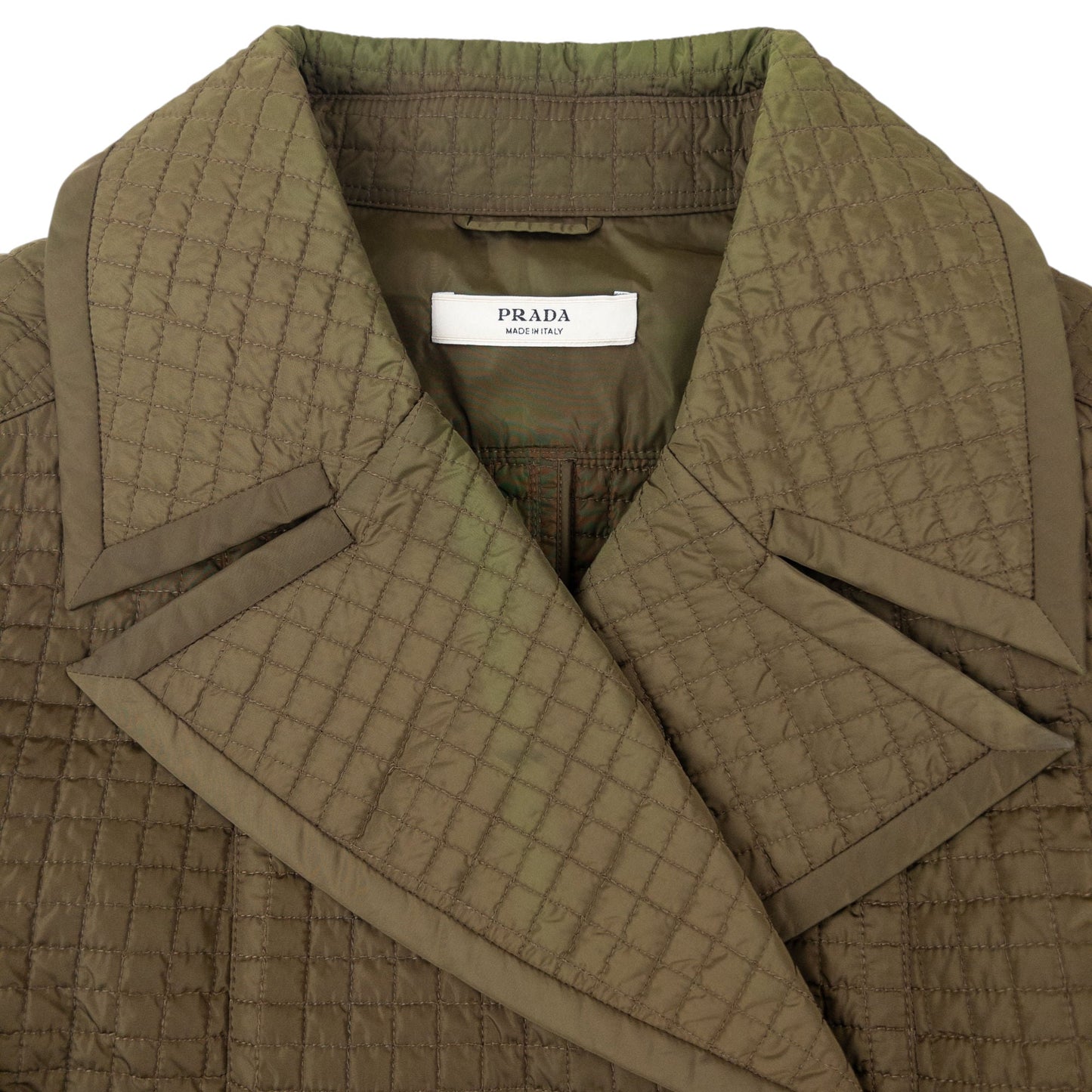 Vintage 2000s Prada Quilted Belt Waist Trench Jacket Womens Size M | Medium, Green