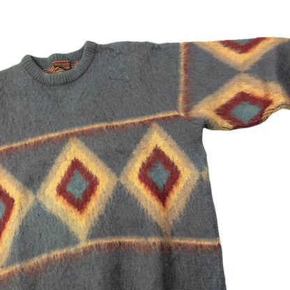 Vintage 70s YSL Yves Saint Laurent Wool Jumper Size S | Small, Grey, Red, Yellow