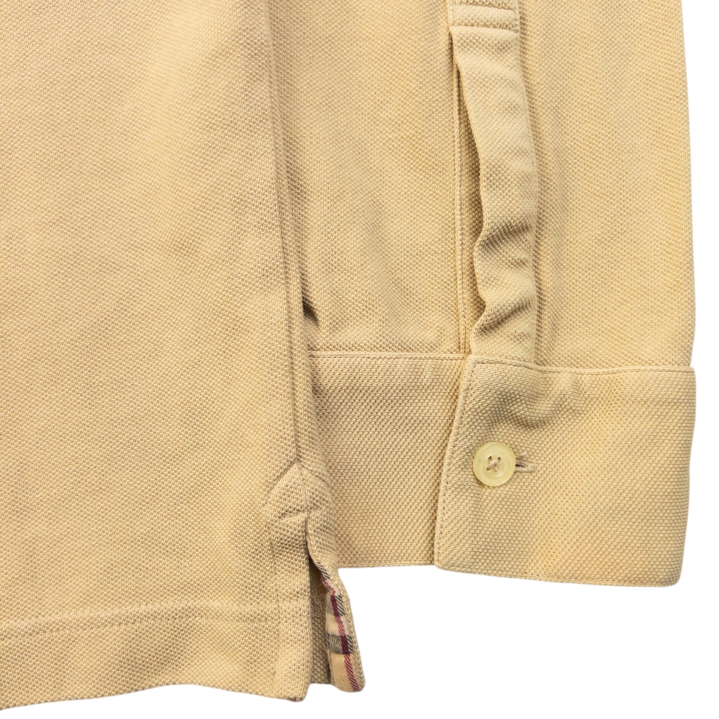 Vintage 2000s Burberry Nova Check Collar Long Sleeve Polo Shirt Size S | Small, Beige