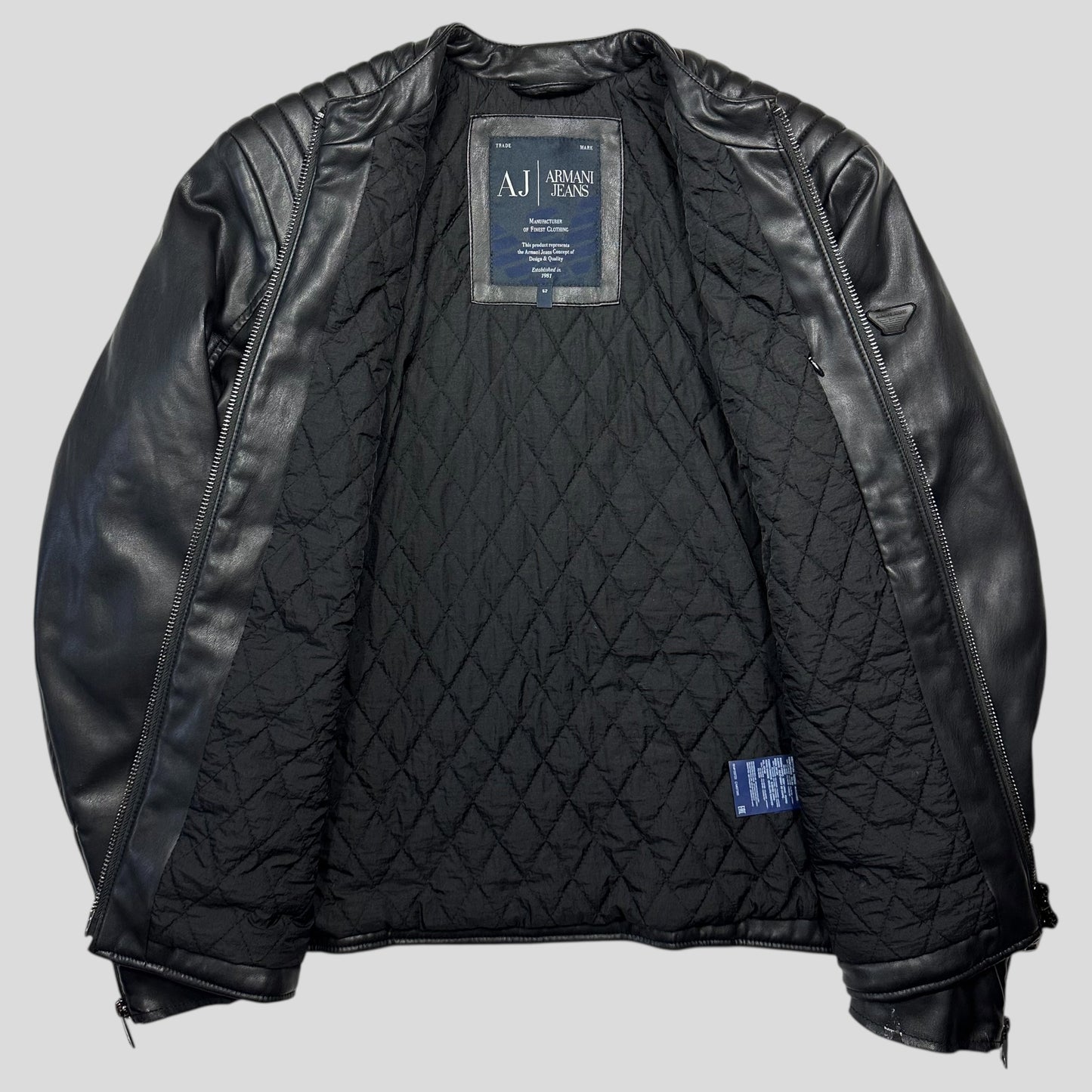 Armani Jeans Faux Leather Padded Moto Biker Jacket - M/L