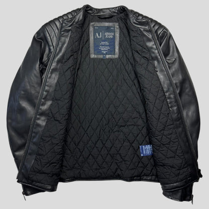 Armani Jeans Faux Leather Padded Moto Biker Jacket - M/L