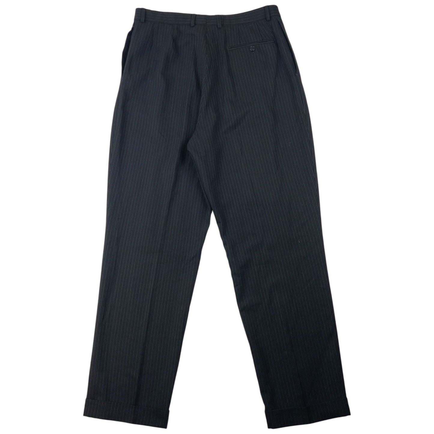 Vintage 90s YSL Yves Saint Laurent Pinstripe Jacket & Trousers Suit Set Size L | Large, Black